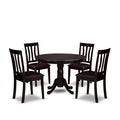 East West Furniture HLAN5-CAP-LC 5 Piece Dining Table Set for 4 Includes a Round Kitchen Table with Pedestal and 4 Faux Leather Dining Room Chairs, 42x42 Inch, Cappuccino