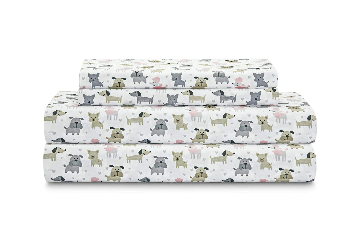 Mallary By Matthew Kids Super-Soft 100% Microfiber Print Sheet, Puppy Love, Full