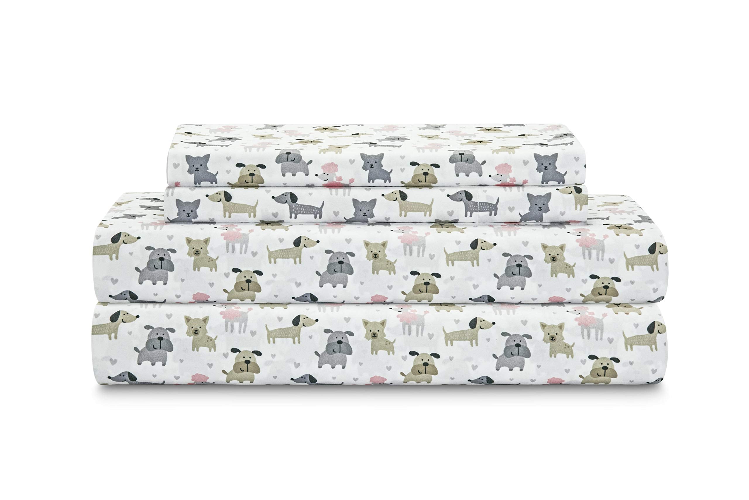 Mallary By Matthew Kids Super-Soft 100% Microfiber Print Sheet, Puppy Love, Twin