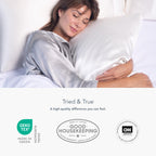 Fishers Finery 25Mm 100% Pure Mulberry Silk Pillowcase, Good Housekeeping Winner (Silver, Queen)