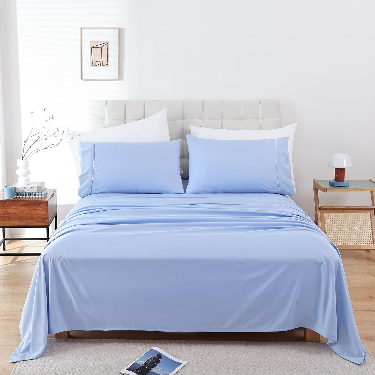 Whitney Home Textile King Sheet Set - 4 Piece Breathable Luxury Bed Sheets For King Size Bed, 16' Deep Pocket Silky Soft Sheets