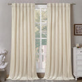 Bgment Cream Beige Velvet Curtains 84 Inch For Bedroom, Thick Thermal Insulated Room Darkening Curtains Noise Reduce Back Tab An