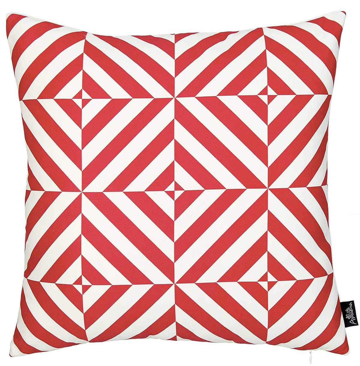 HomeRoots Multi Polyester 18'x18' Red Geometric Diagram Decorative Throw Pillow Cover Printed