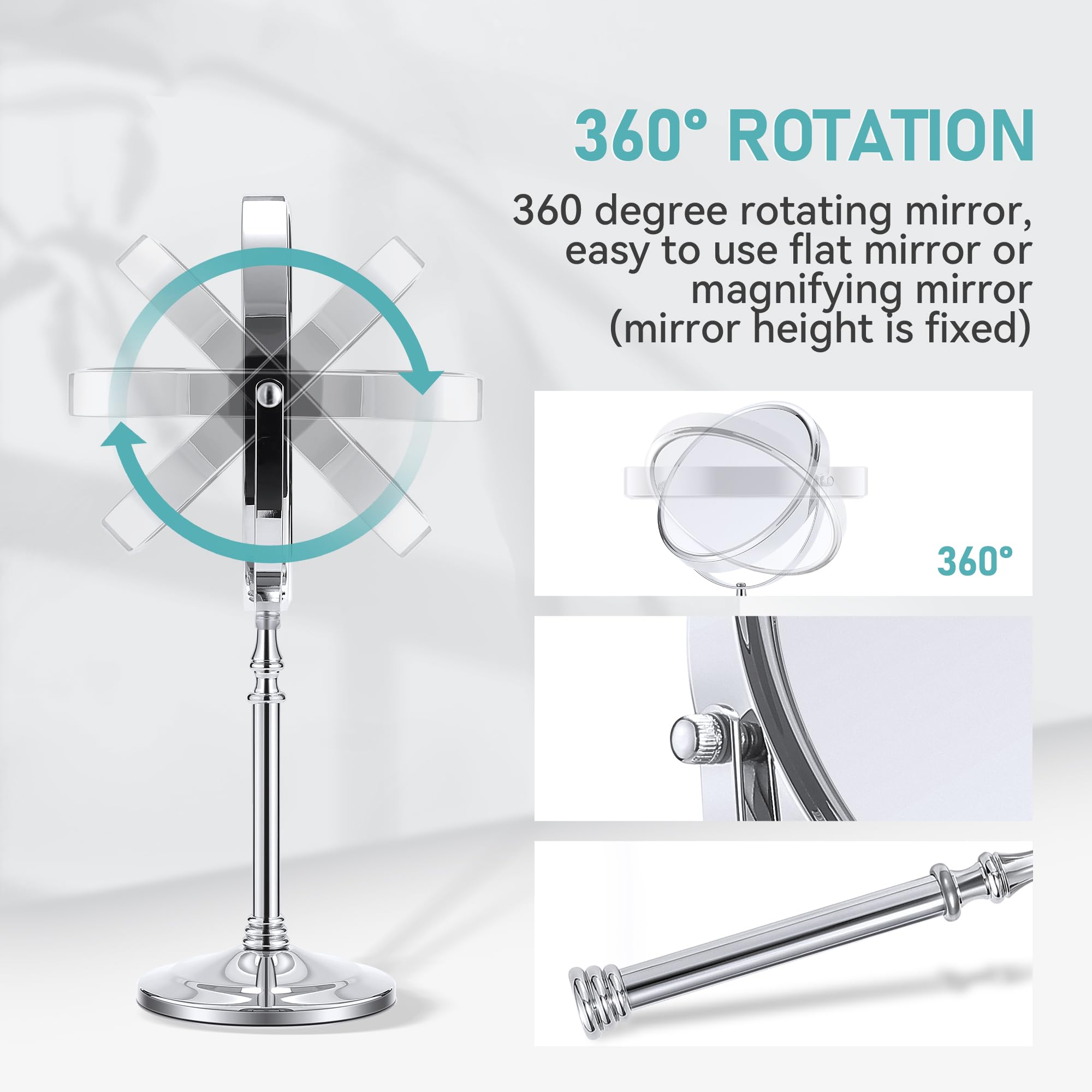 Miyadiva Magnifying Mirror 20X, Double Sided 1X & 20X Magnifying Mirror On Stand, Large Tabletop Magnified Vanity Mirror, Magnif