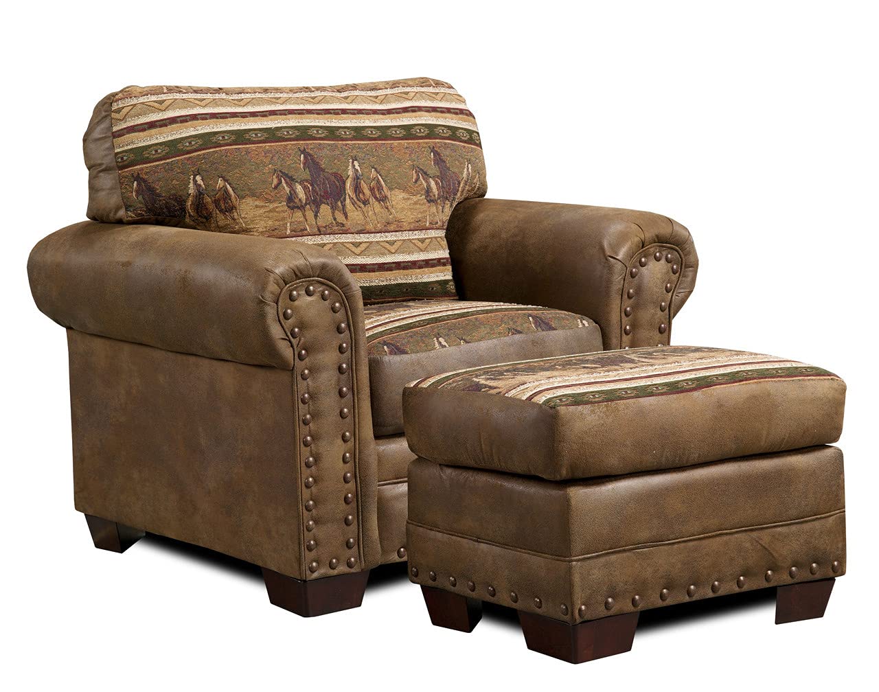 American Furniture Classics Mustang Band Upholstered Lodge Chair, Brown