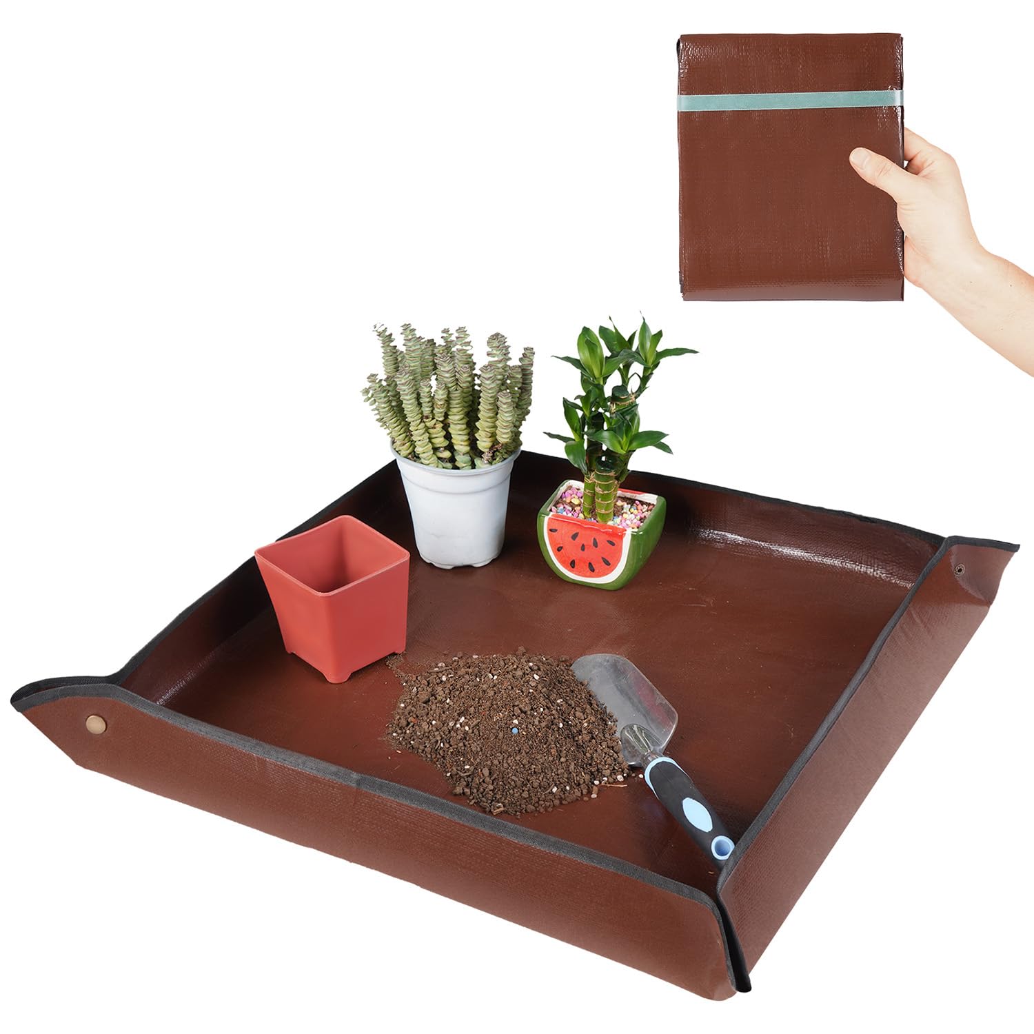 Hnxtyaob 27'X 27' Repotting Mat For Indoor Plant Transplanting And Mess Control Foldable Waterproof Potting Tray-Easy To Clean