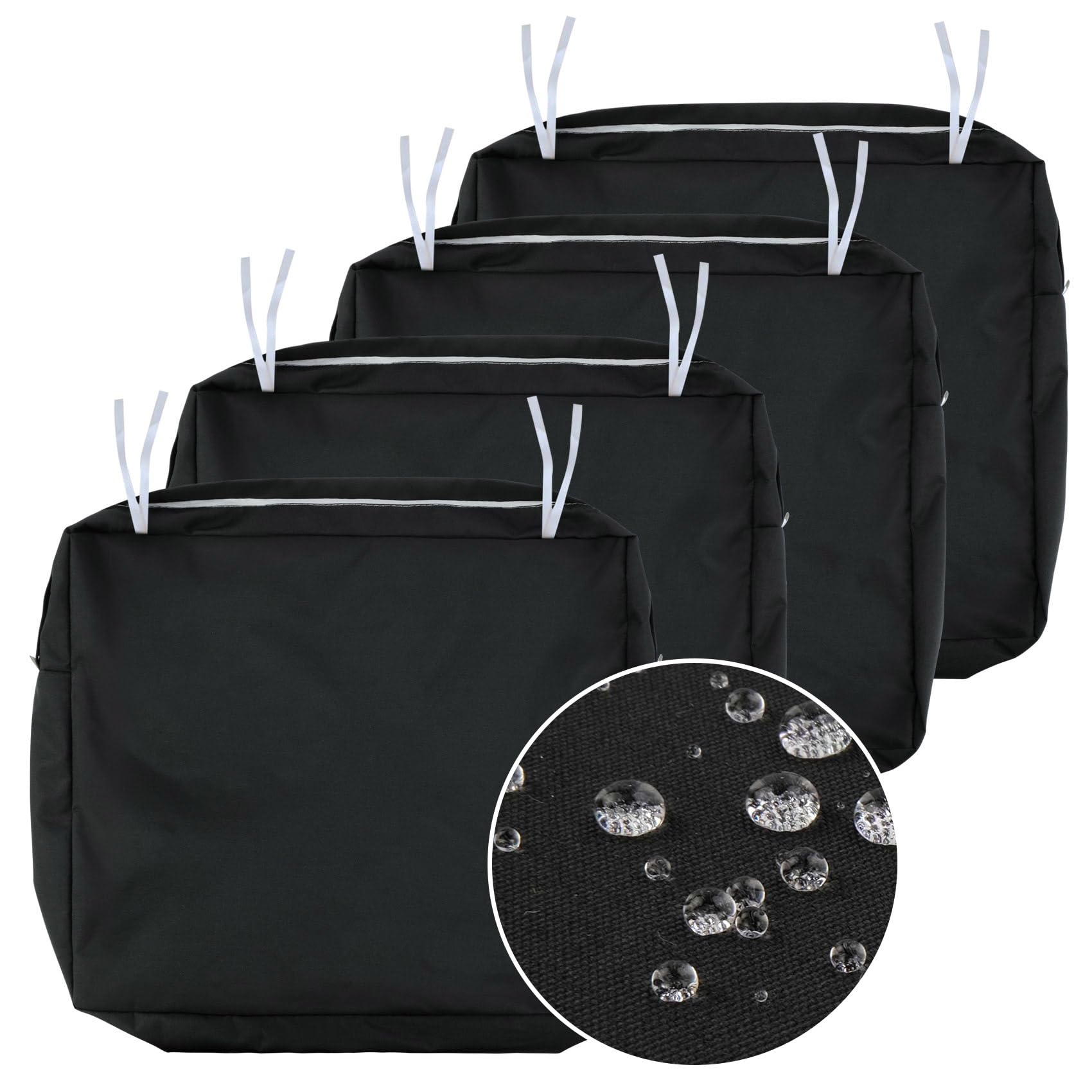 Nettypro Outdoor Cushion Slipcovers Waterproof 4 Pack Patio Chair Seat Cushion Covers With Zipper And Tie, 24 X 24 X 4 Inch, Rep