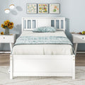 Giantex Wood Twin Bed Frames with Headboard, Mid Century Solid Wood Platform Bed with Wood Slat Support, Single Panel Bed, No Bo