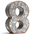 CraftyCrocodile 7 Galvanized Metal Numbers for Wall Decor - 3D Number 8 for Hanging & Free Standing - Decorative Rustic Table Nu