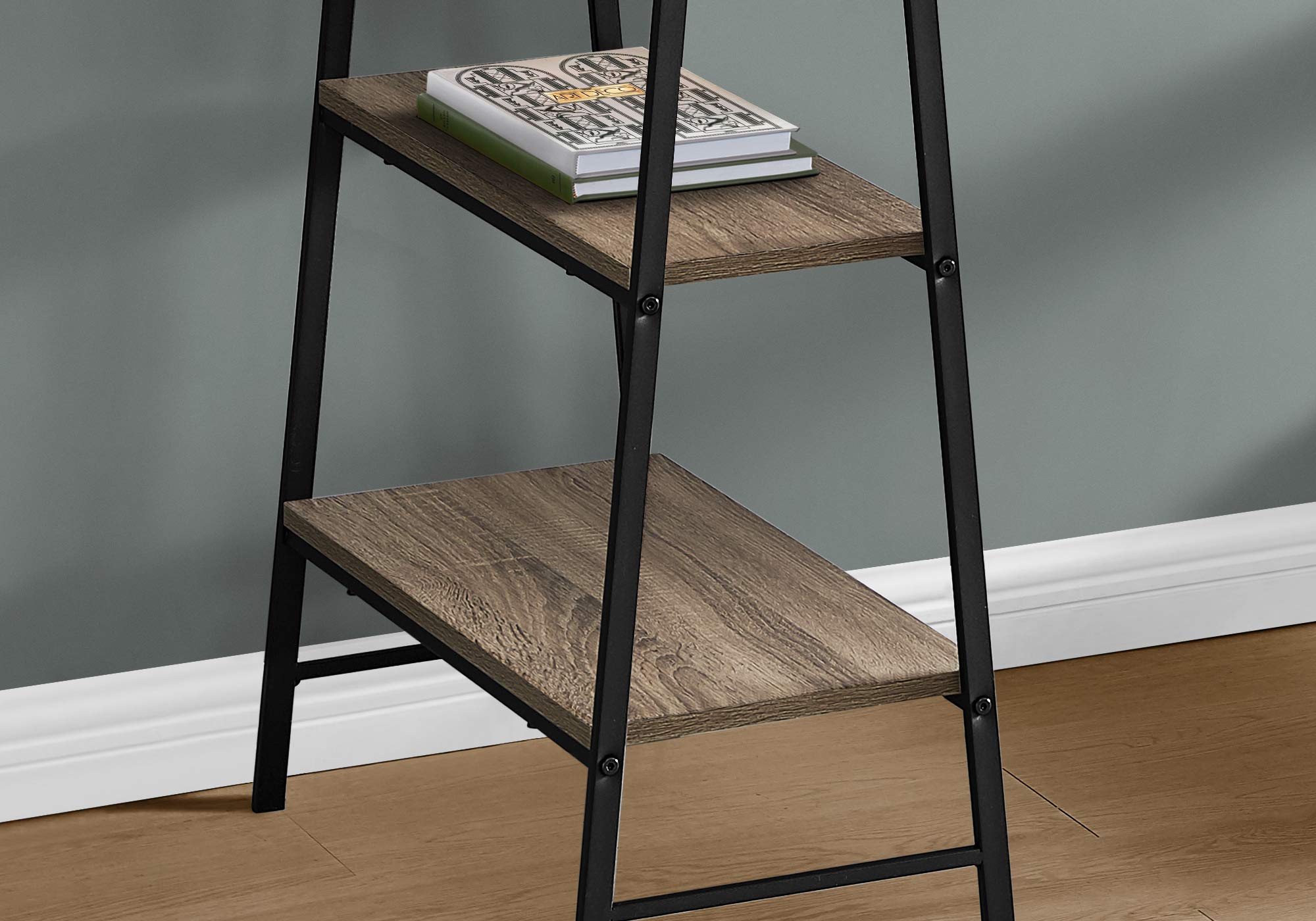 Monarch Specialties I 7523 Computer Desk, Home Office, Laptop, Storage Shelves, 48' L, Work, Metal, Laminate, Brown, Black, Contemporary, Modern