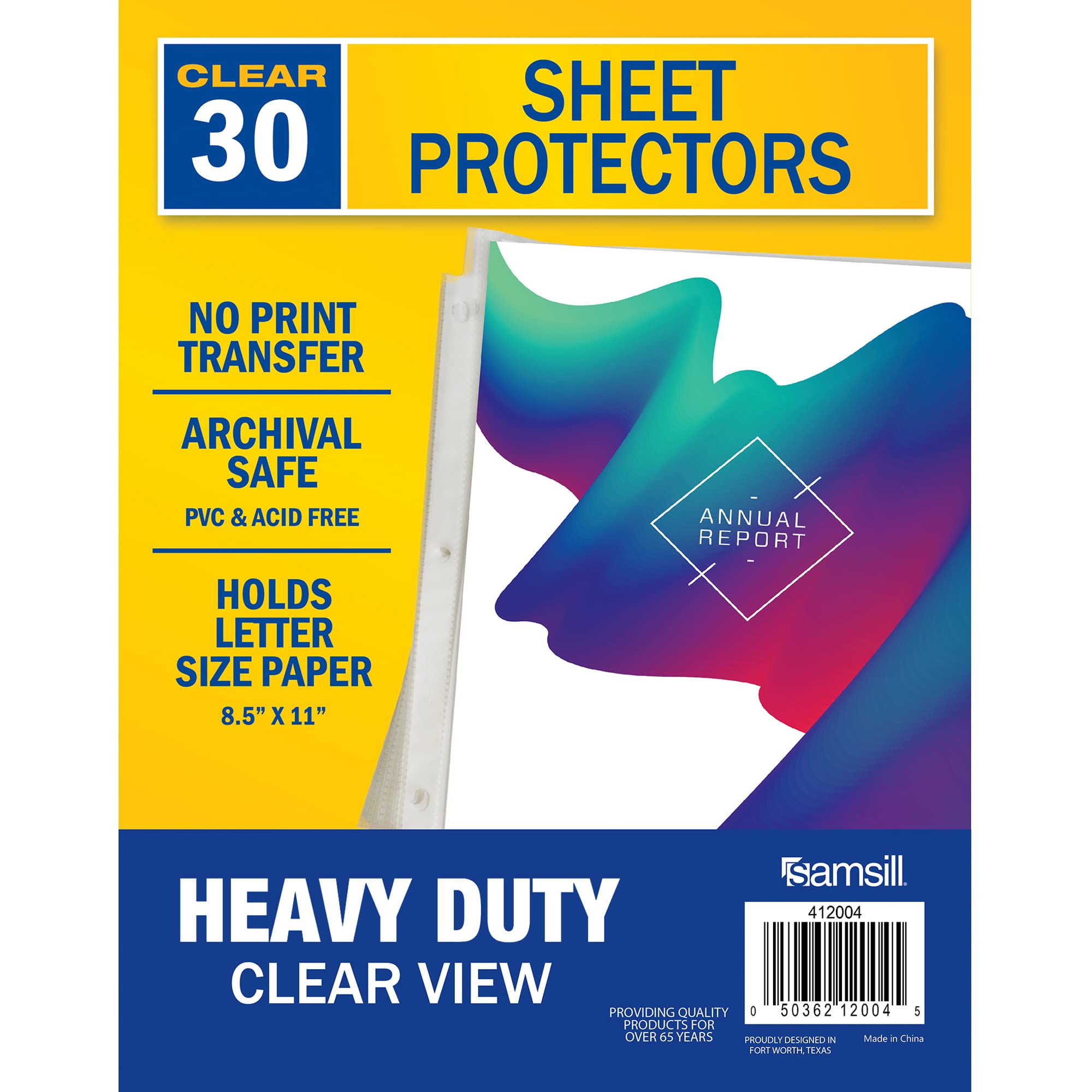 Samsill 30 Pack Heavy Duty Sheet Protectors, Crystal Clear, 8.5X11 Inch Page Protectors For 3 Ring Binder, Letter Size Protector