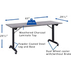 Lorell, LLR60741, Mobile Folding Training Table, 1 Each