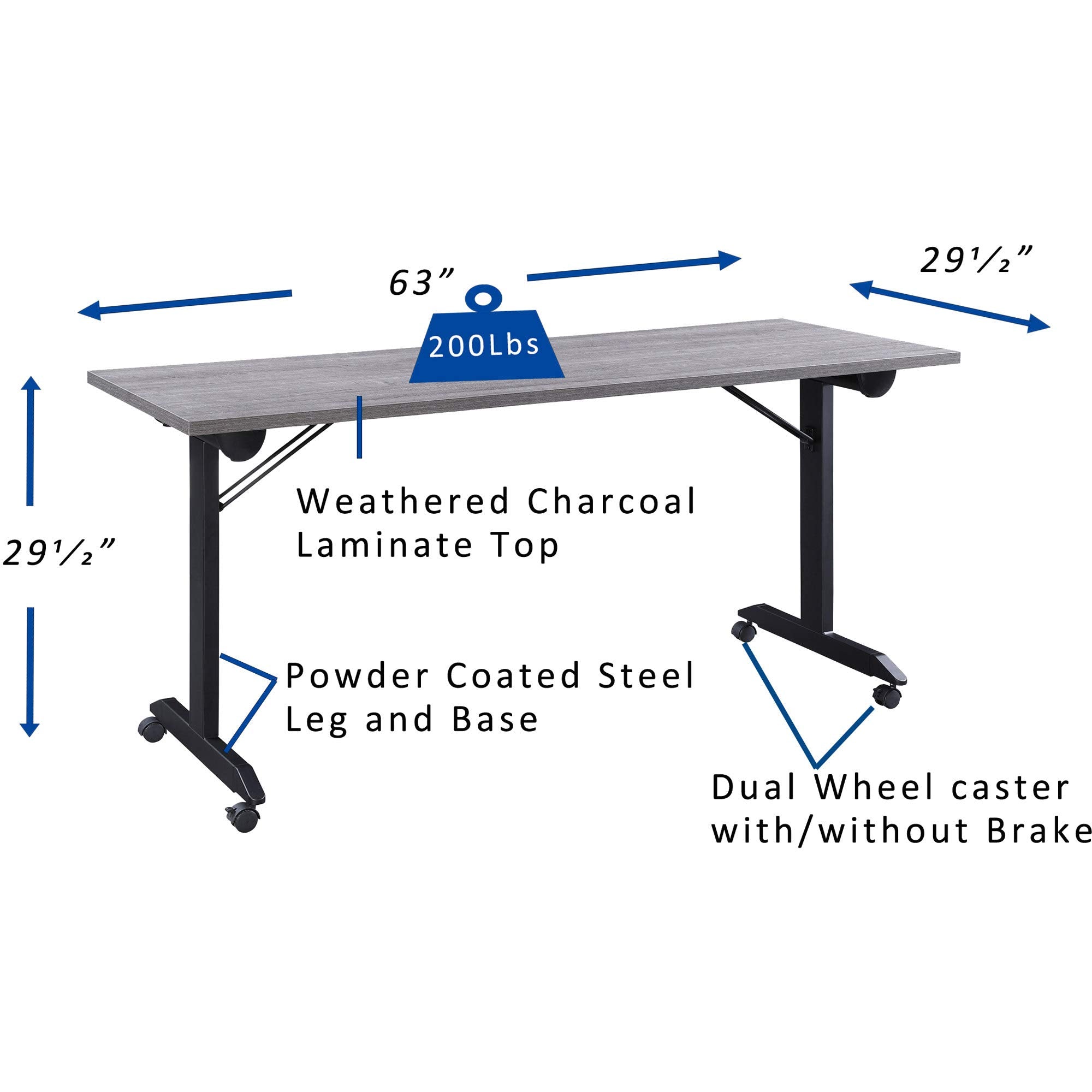 Lorell, LLR60741, Mobile Folding Training Table, 1 Each