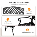 Vingli 40.5' Outdoor Bench Patio Garden Bench, Anti- Rust Cast Aluminum Patio Bench Front Porch Bench For Yard Lawn Entryway Deck, Black