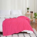 Puncuntex Flannel Fleece Throw Blanket Hot Pink 90''  90'',Super Soft Plush Cozy Blanket With Square Grid Design Luxury For Couc