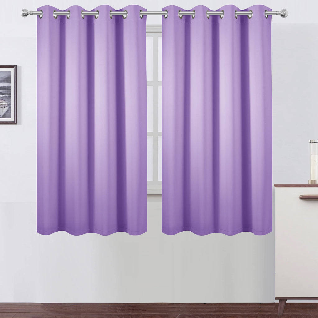 Lemomo 100% Blackout Curtains 52 X 63 Inch/Lavender Curtains 2 Panels With Black Lining Room Darkening Thermal Insulated Bedroom