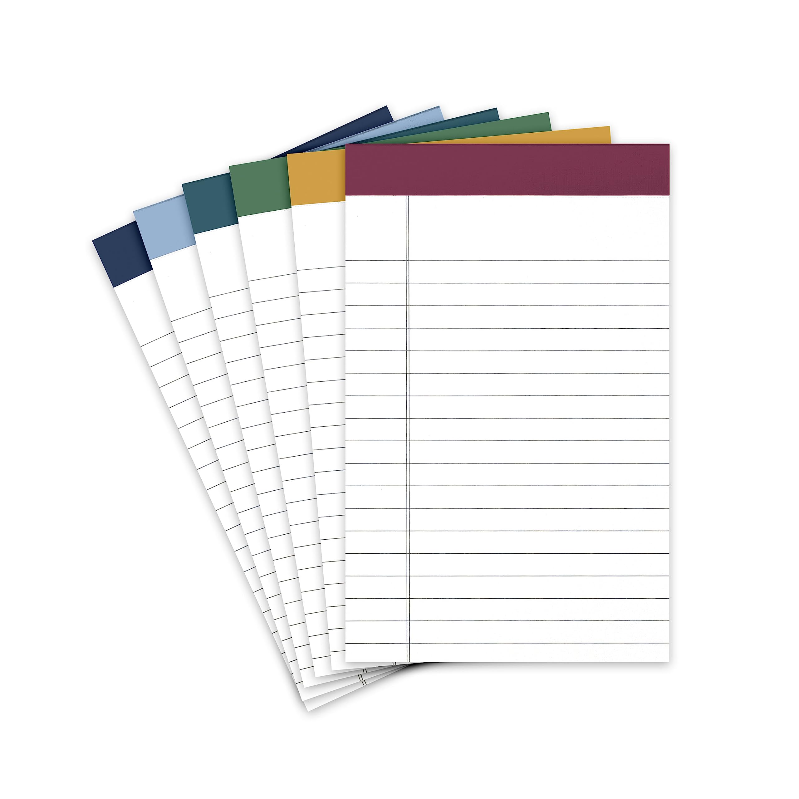 Paperage Lined Legal Pads, (Jewel Tone), 6 Pack, 50 Sheets Each, Wide/Legal Ruled, Note Pads, Paper, 5 Inches X 8 Inches