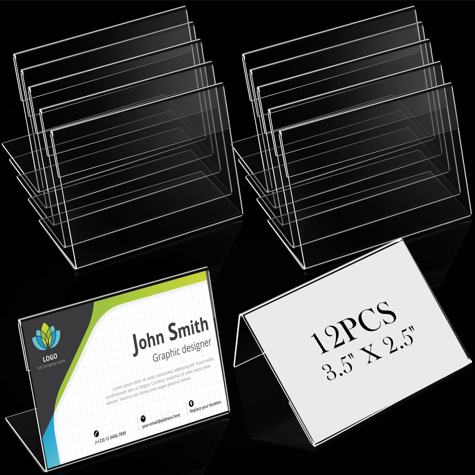 Teling 3.5 X 2.5 Inch Acrylic Business Card Holder Slant Back Sign Holders Clear Name Display Holder Mini Acrylic Stands L Shape