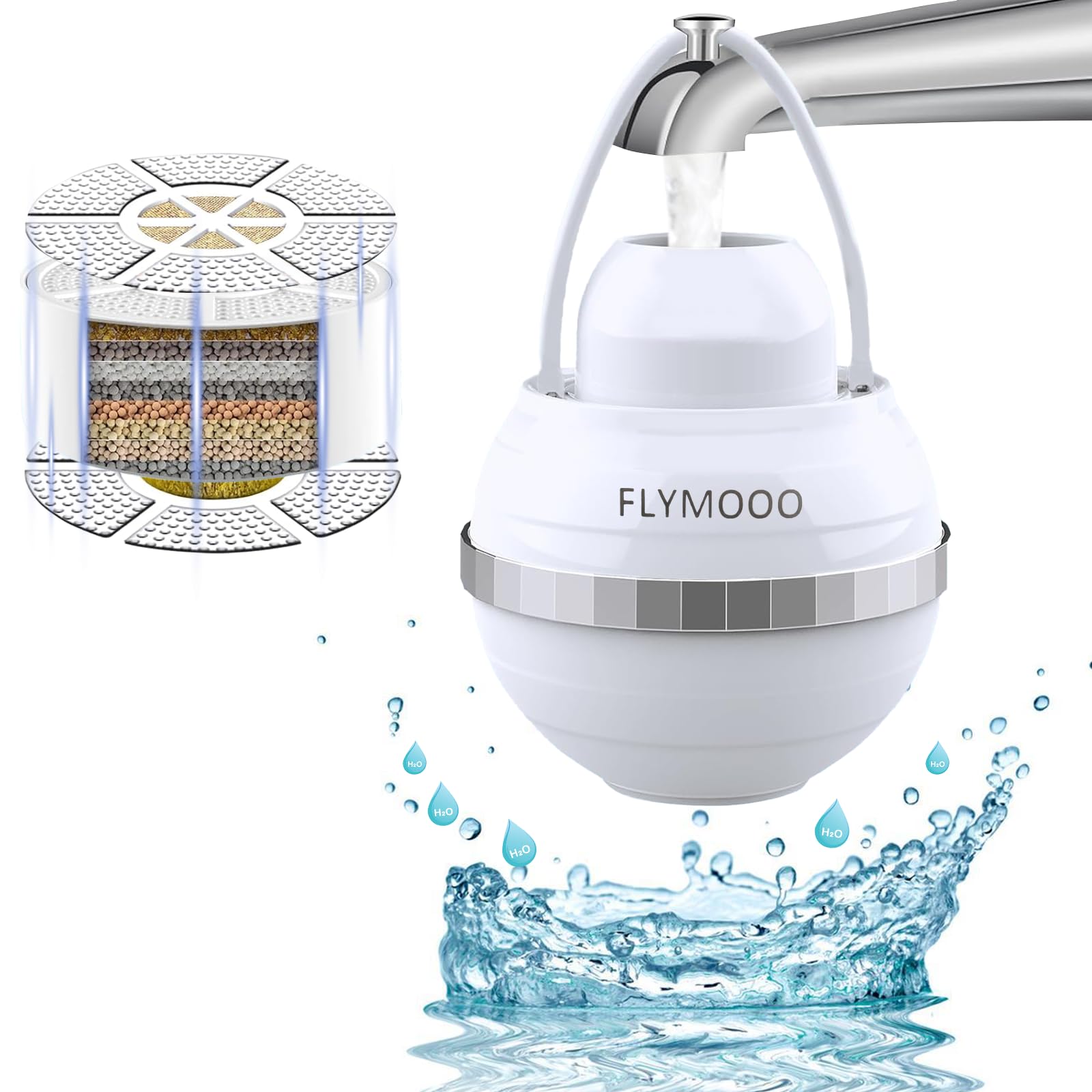 Bath Ball Filter - 8 Stages Bathtub Water Filter Reduces Contaminants for Softer, Smoother Skin - 2,500 Gallons of Filtration, B