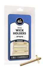 Metal Wick Holder Set - 9 Medium Holders and 50 Wax Coated Wicks - Sits in Full Oil Cup for Optimal Safety and Burn Time - Tzino