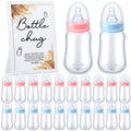 Roowest Bottle Chug Baby Shower Game Favors Including Boho Theme Bottle Chug Game Wooden Sign and 18 Pcs Pink Blue Baby Bottles 