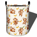 Bidesk Playful Monkey Waterproof Laundry Basket with Handles 19.7x15.7 Inch