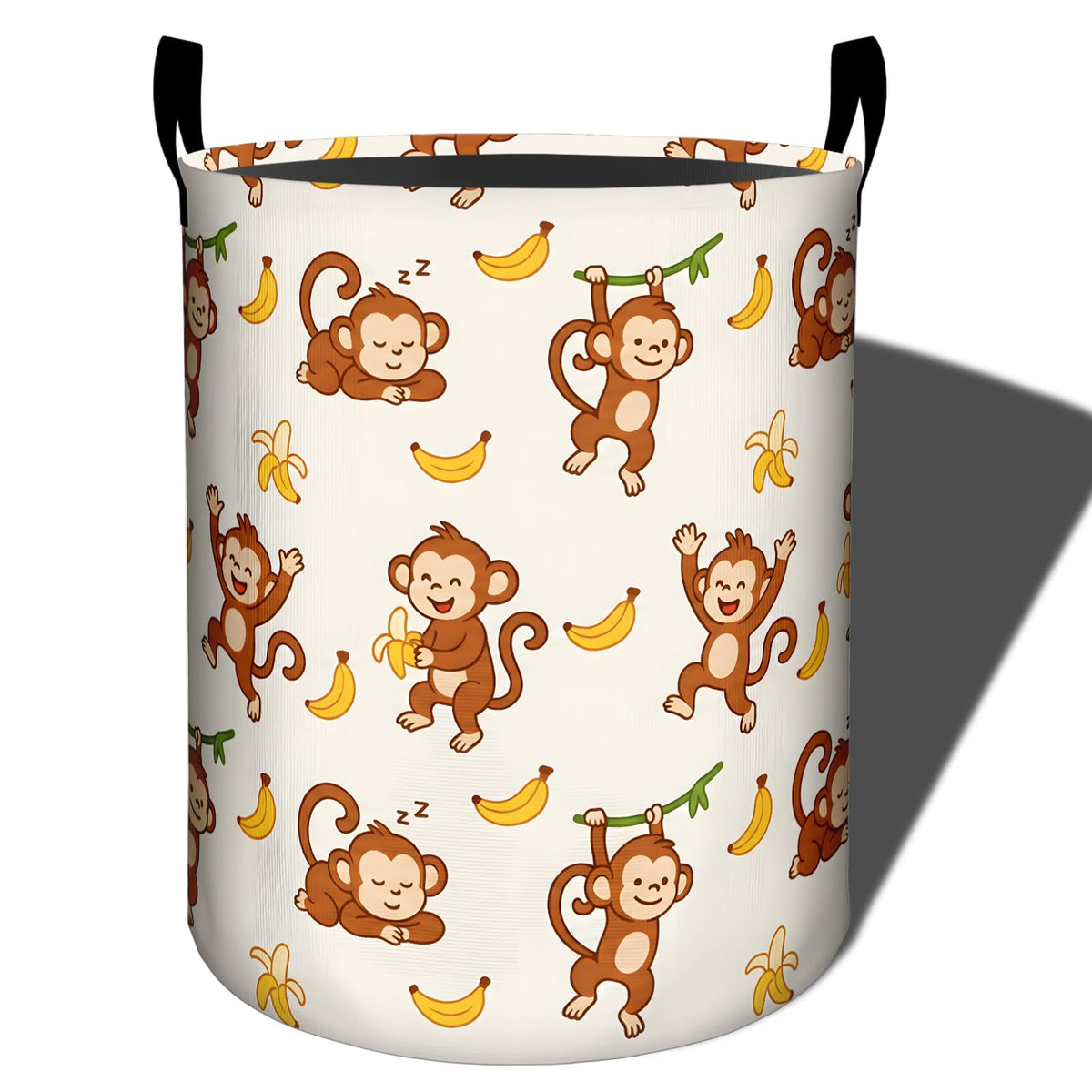 Bidesk Playful Monkey Waterproof Laundry Basket with Handles 19.7x15.7 Inch