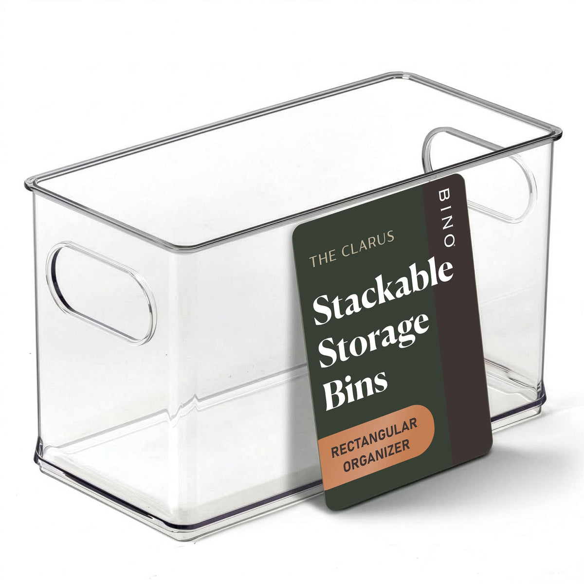 BINO | Stackable Plastic Storage Bins, Clear | THE CLARUS COLLECTION | Pantry Organizers and Storage Containers | Fridge Organiz