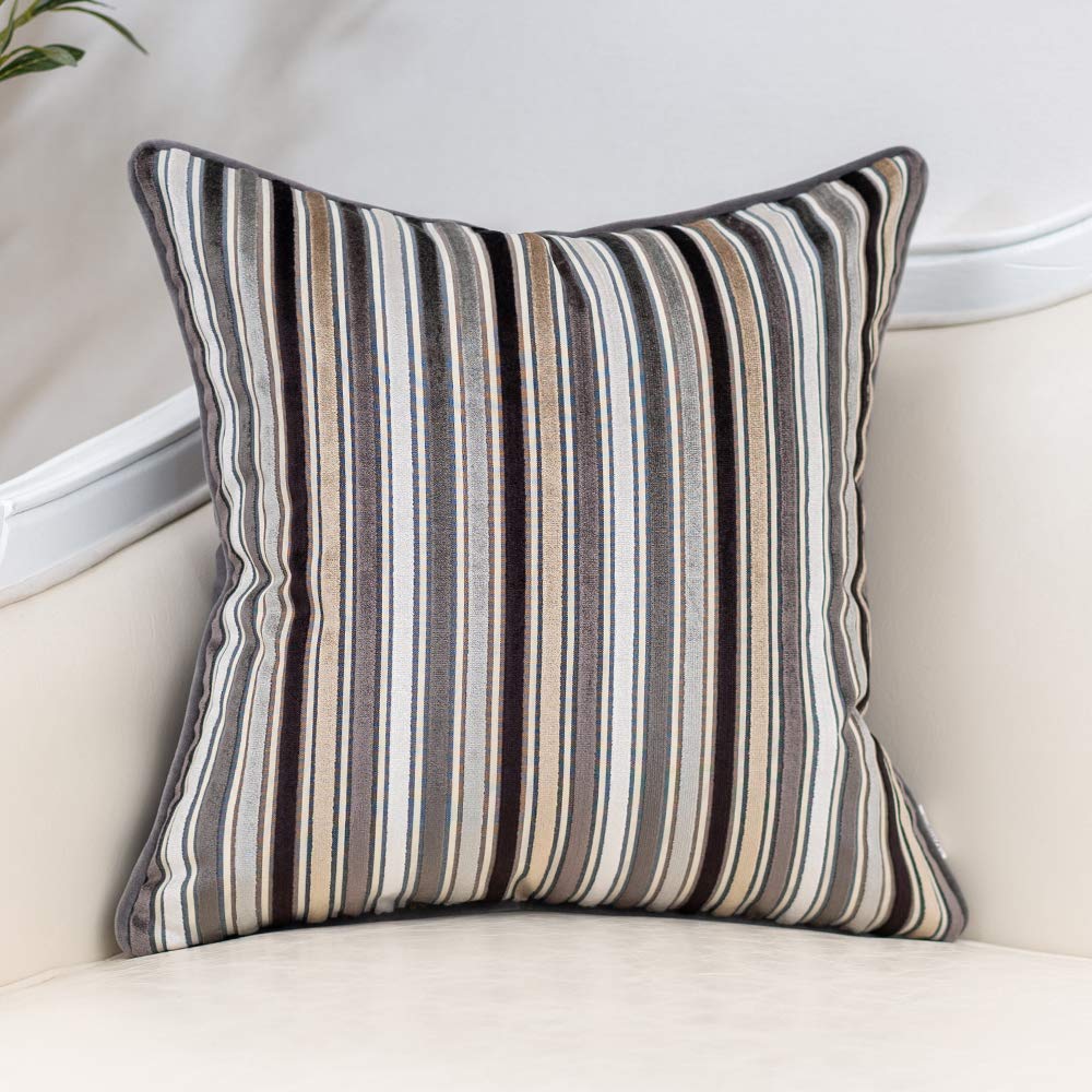 Yangest Grey Striped Throw Pillow Cover Multicolor Velvet Cushion Cover Modern Bohemian Pillowcase For Sofa Couch Bedroom Living