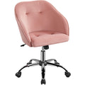 Yaheetech Comfy Desk Chair Cute Office Chair Pink Velvet Desk Chair Makeup Chair Vanity Chair with Back, Modern Swivel Computer 