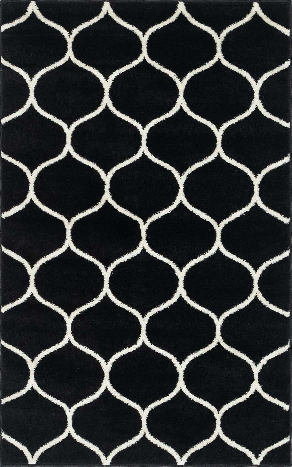 Unique Loom Trellis Frieze Collection Area Rug - Rounded (3' 3'' x 5' 3'', Black/ Ivory)