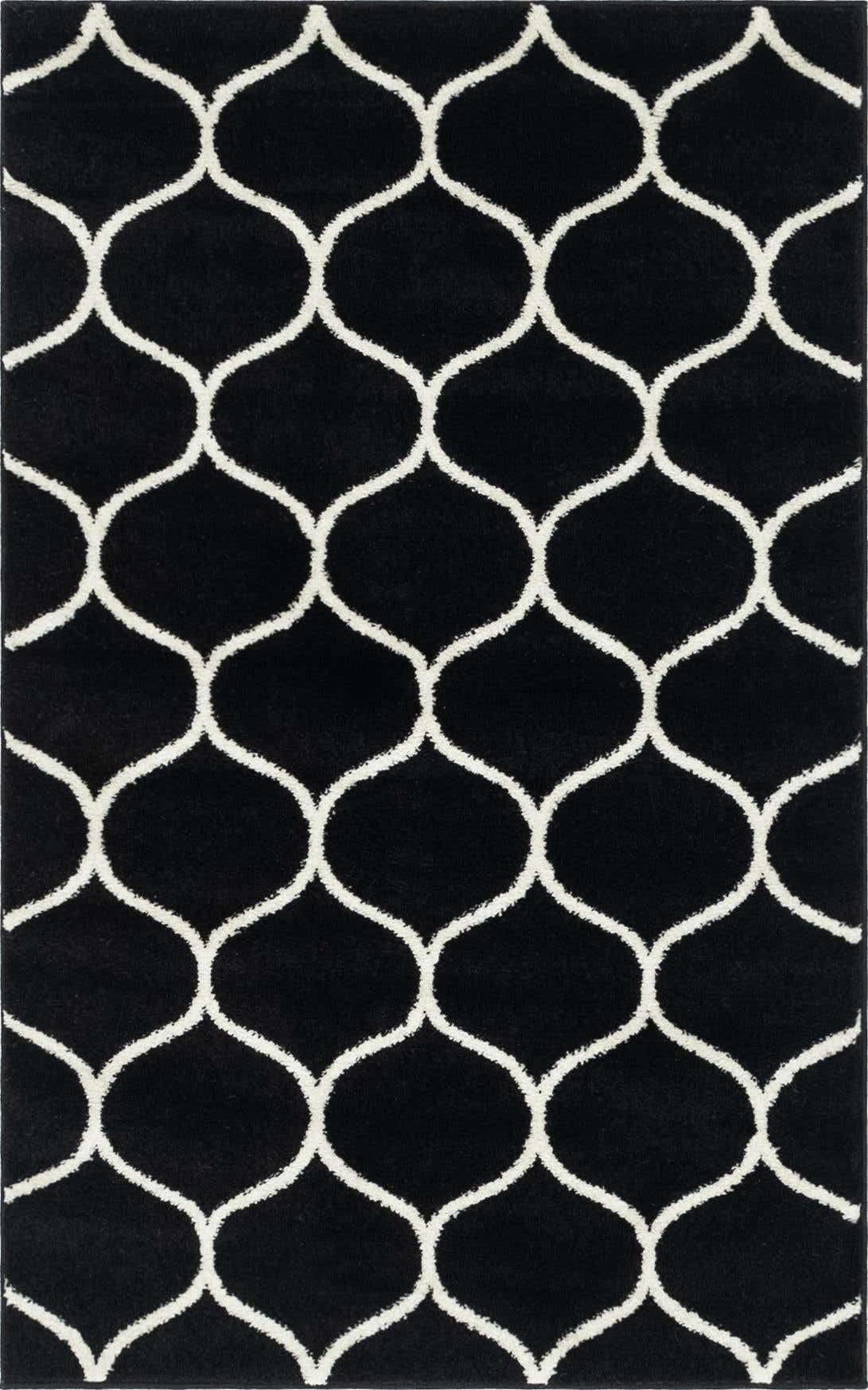 Unique Loom Trellis Frieze Collection Area Rug - Rounded (3' 3'' x 5' 3'', Black/ Ivory)