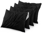 Utopia Bedding Waterproof Pillow Protectors Zippered (4 Pack, Black) Queen Size, Bed Bug Proof Pillowcases, Pillow Encasement Co