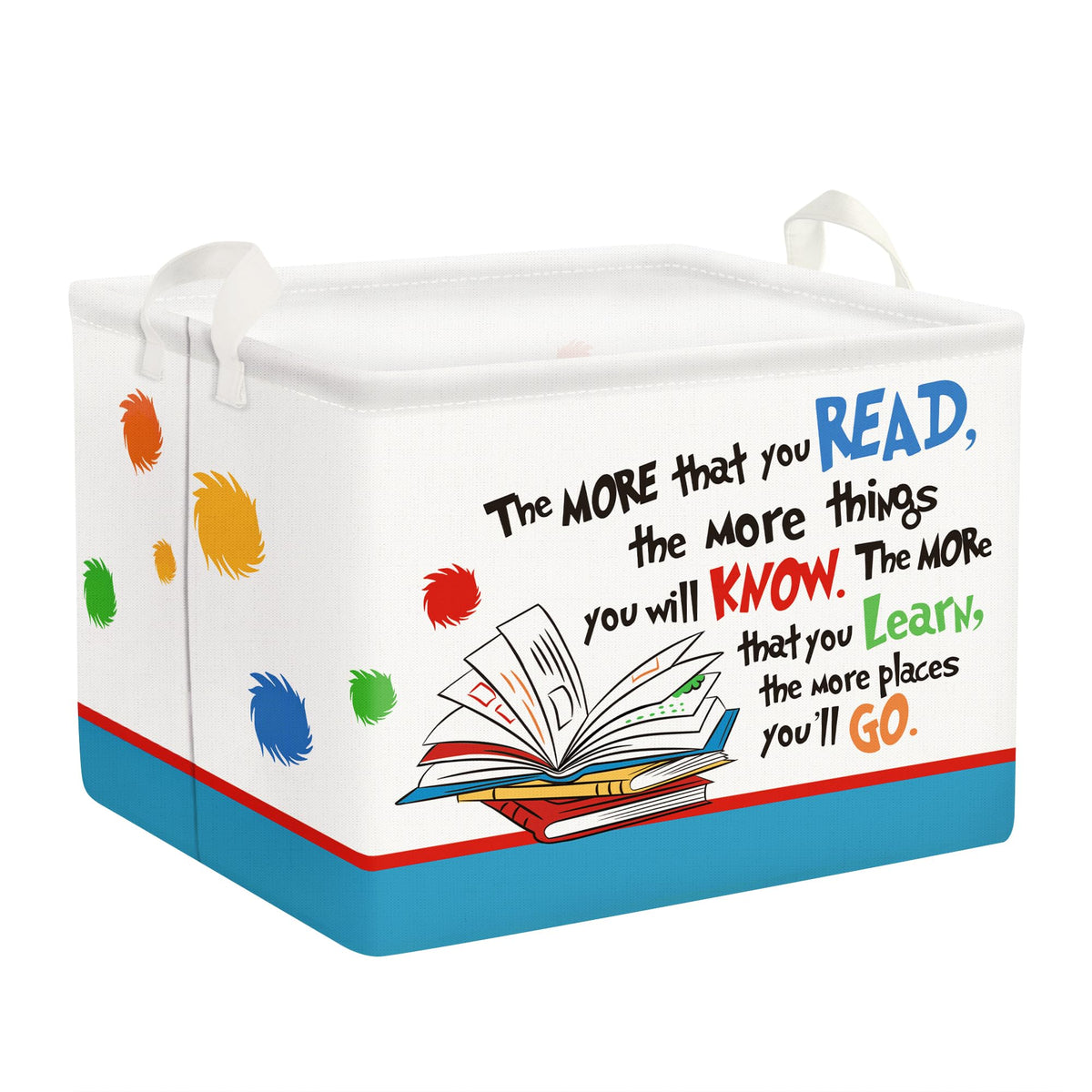 Clastyle Collapsible Back to School Reading Book Storage Basket Dr Quotes Book Organizer for Nursery Room Classroom Library Rect