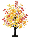 Uieke 24inch Artificial Fall Eucalyptus Tree 24 LED Prelit Tabletop Fall Tree with 6 Pumpkin Lights Battery Operated with Timer,