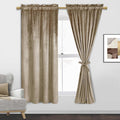 Jiuzhen Taupe Velvet Curtains 63 Inches For Living Room - Privacy Protect Room Darkening Rod Pocket Thick Velvet Window Drapes F