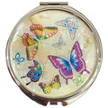 Nacreh Portable Makeup Compact Double Magnifying Mirror Cosmestic Foldable Pocket Style Unique Mother of Pearl Design (Butterfly