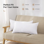 Acanva Throw Pillow Stuffer Inserts Decorative Rectangle Premium Sham Forms Cushion For Sofa Couch Chair, 12X24 Inch (Pack Of 2), White 2 Count