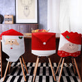 Tatuo 4 Pieces Christmas Chair Covers Decor, Santa Claus Red Hat Snowflake Chair Xmas Cap, Kitchen Dining Chair Slipcovers Sets 