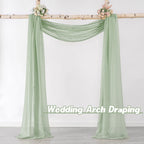 Donren 288 Inches Extra Long Sage Green Sheer Window Scarf Valance - Luxury Soft Semi Sheer Scarf For Window Wedding Arch Sheer