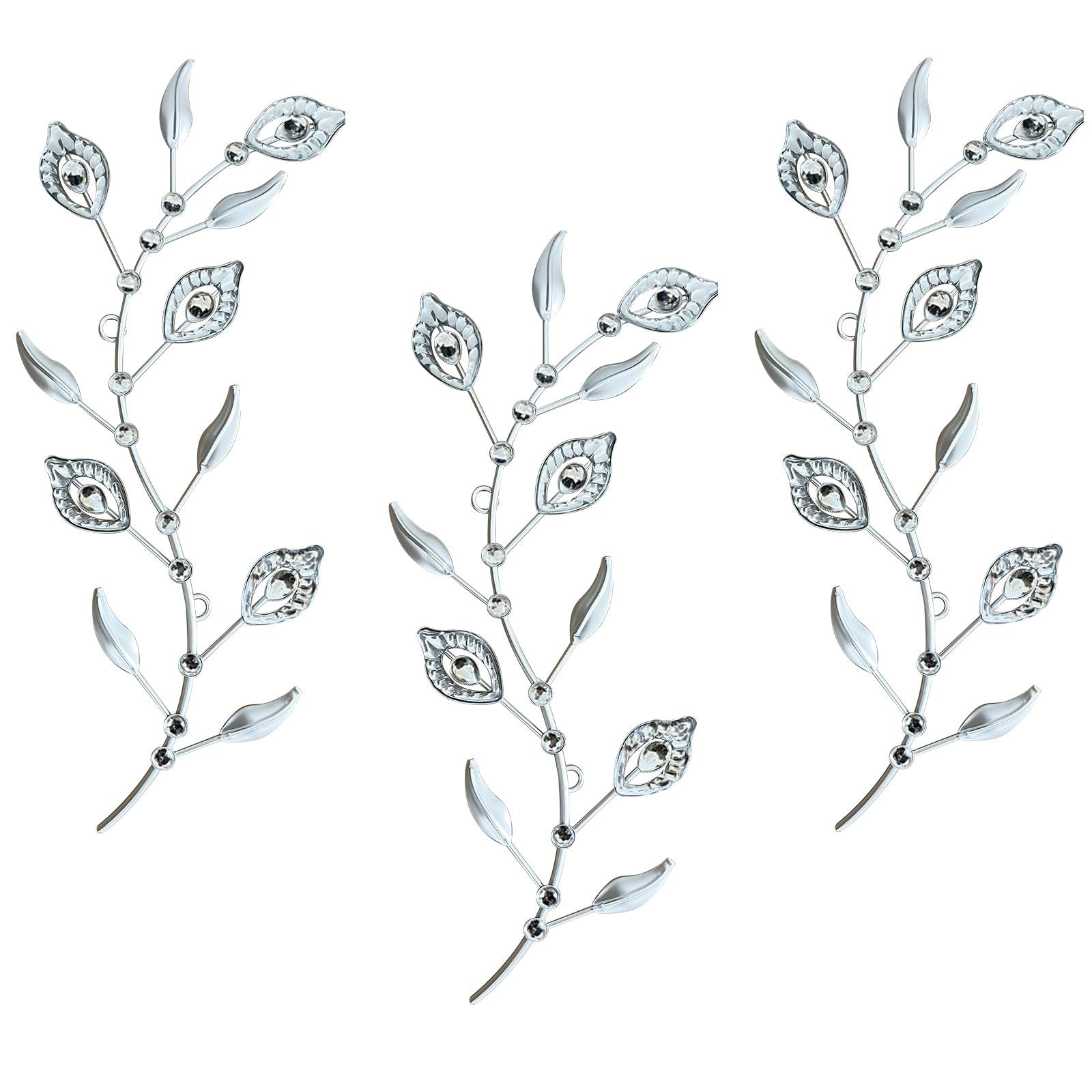 Cityelf 3 Set Crystal Leaf Wall Art Sculpture Iron Tree Leaves Branch Hanging Wall D  cor Jeweled Bling Home Deor Acrylic Diamon