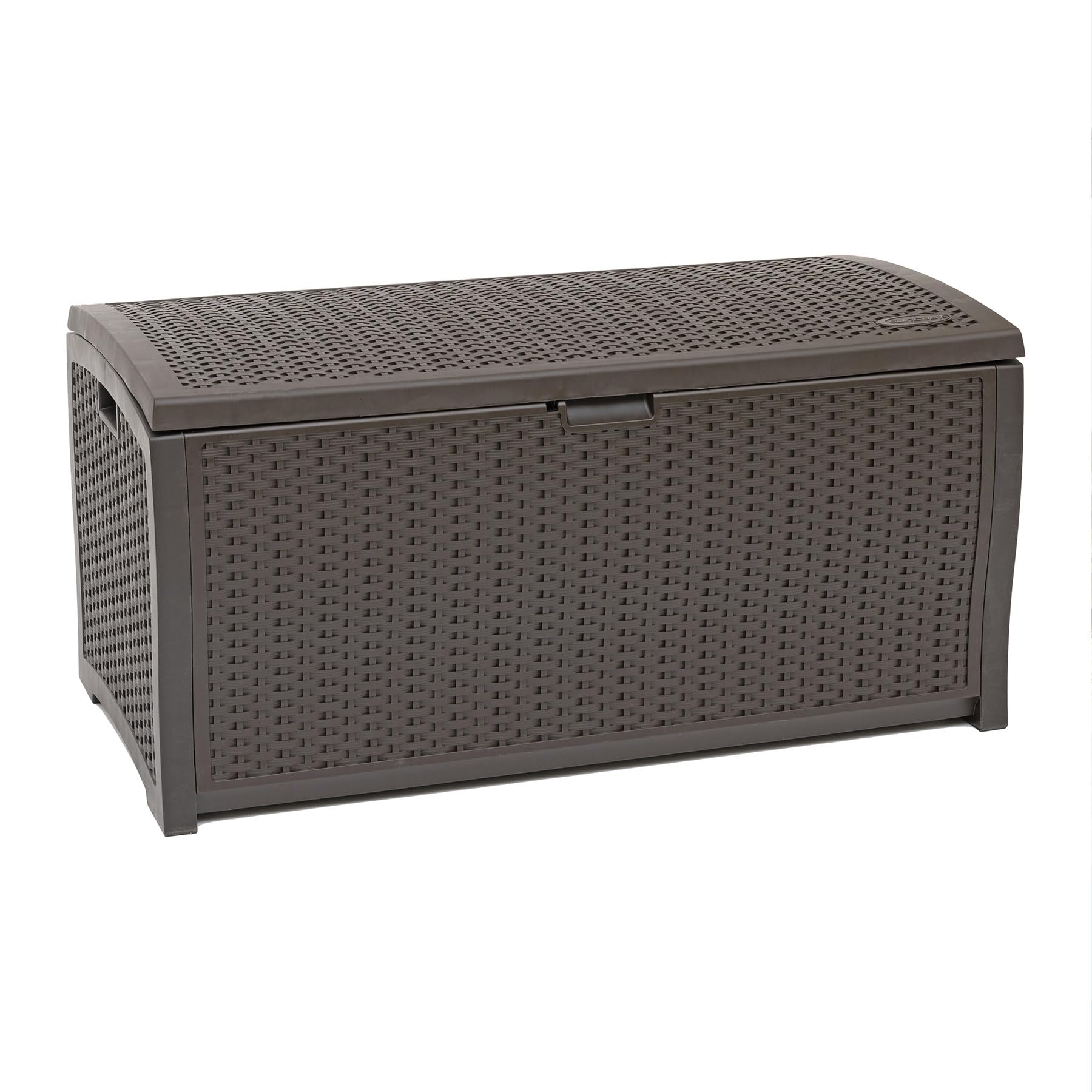 Suncast Dbw9200 99 Gallon Outdoor Wicker Plastic Patio Storage Chest Bin With Handles For Patio, Garden, Garage, Or Pool For All