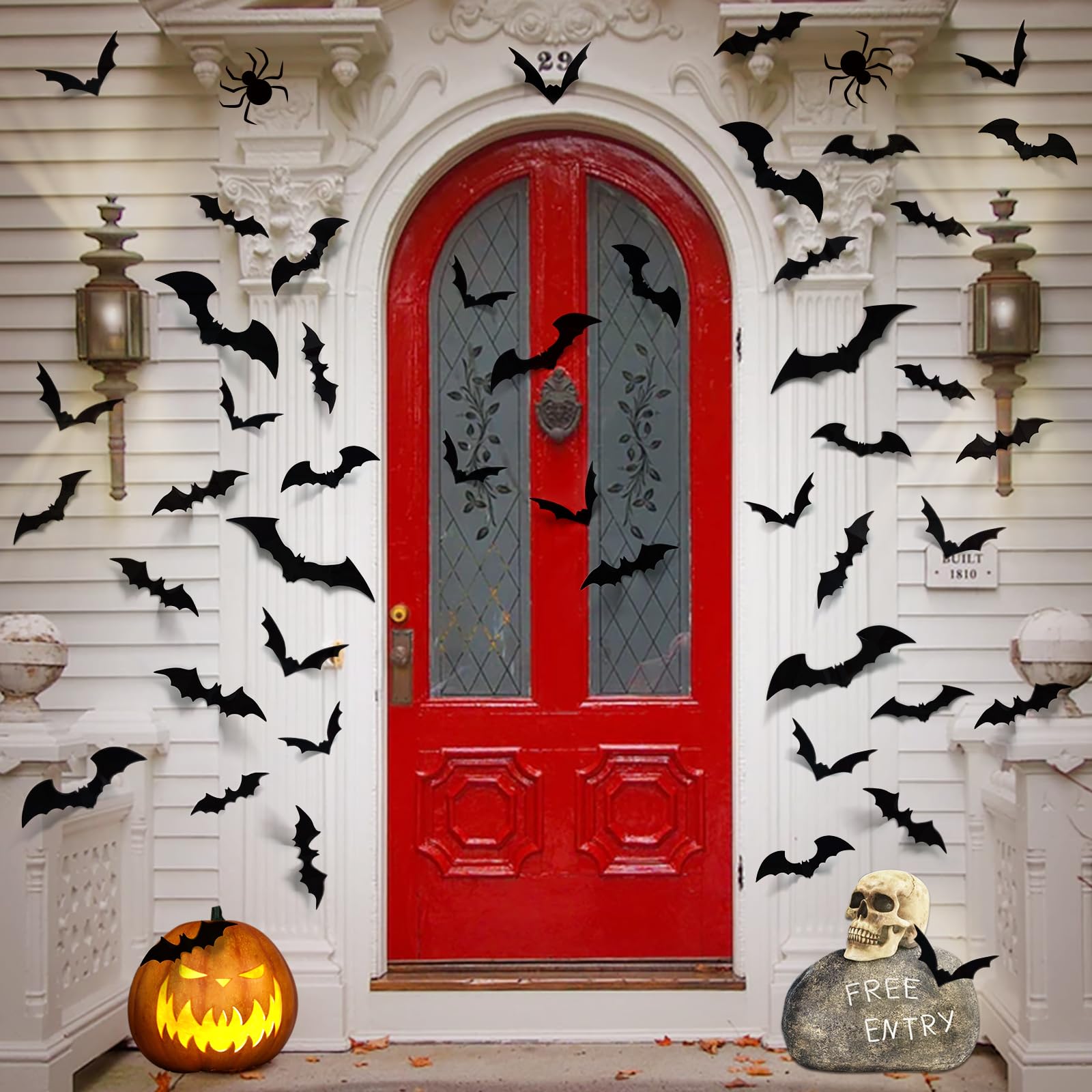 Ludilo Bats Halloween Decorations: Halloween Bats Wall Decor 100Pcs Bats Wall Decals Pvc 3D Wall Bats Scary Stickers Halloween P