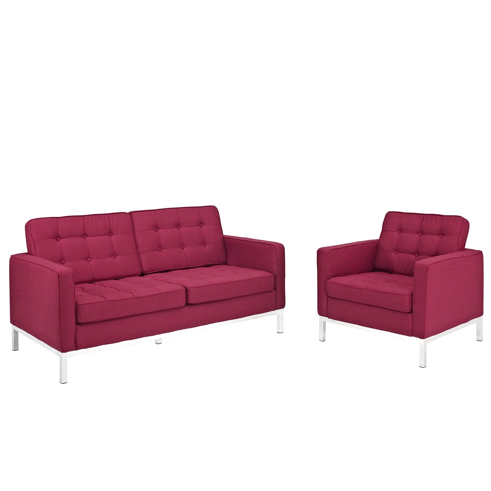 Modway Loft 2 Piece Arm Chair And Loveseat Set - Thumbnail 3
