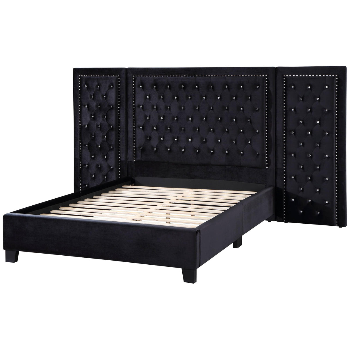 Acme Damazy Queen Bed in Black Velvet