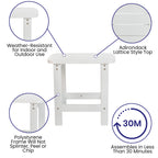 Flash Furniture Charlestown Tiered Commercial Poly Resin Adirondack Side Table - White - All-Weather - Indoor/Outdoor