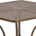 Flash Furniture Oia Commercial Grade 35.5" Square Gold Indoor-Outdoor Steel Patio Table with Umbrella Hole