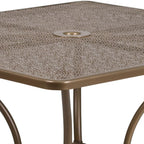 Flash Furniture Oia Commercial Grade 35.5" Square Gold Indoor-Outdoor Steel Patio Table with Umbrella Hole