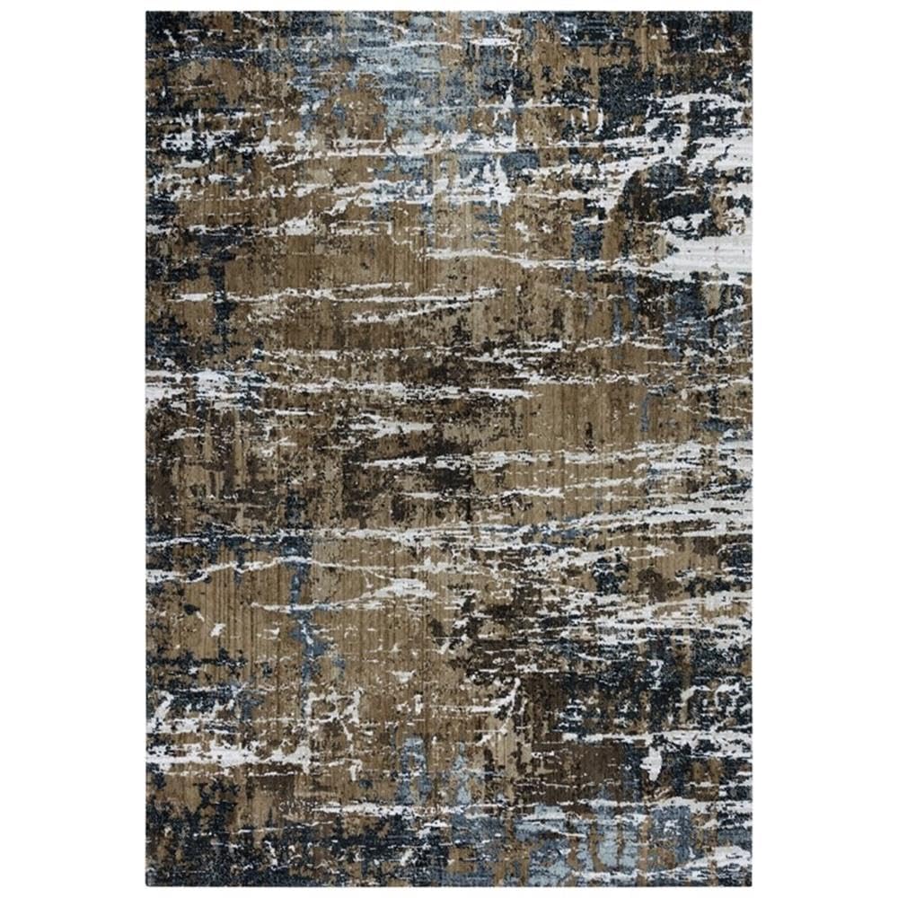 Elect 8' X 10' Abstract Brown/Blue/Brown Power-Loomed/Hybrid Area Rug