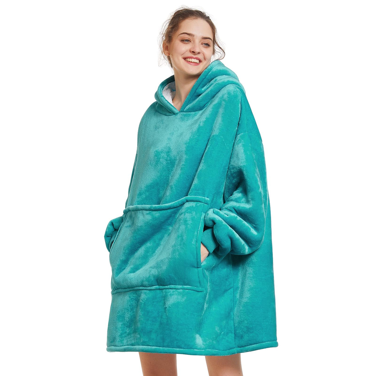 Aemilas Wearable Blanket Hoodie - Sherpa Blanket Sweatshirt As Friend Gifts For Women,Cozy Warm Hooded Blanket With Giant Pocket